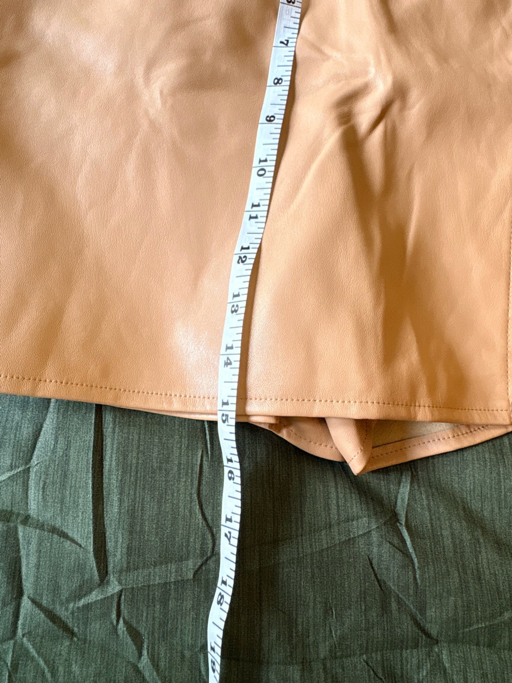 NWOT Tie-Waist Tan Beige Faux Leather Skort - Picture 3 of 6